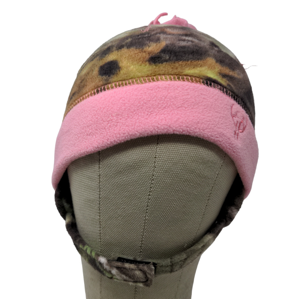 Huntworth Girls Camo Beanie Hat Fleece Green Brown Pink One Size Embroidered